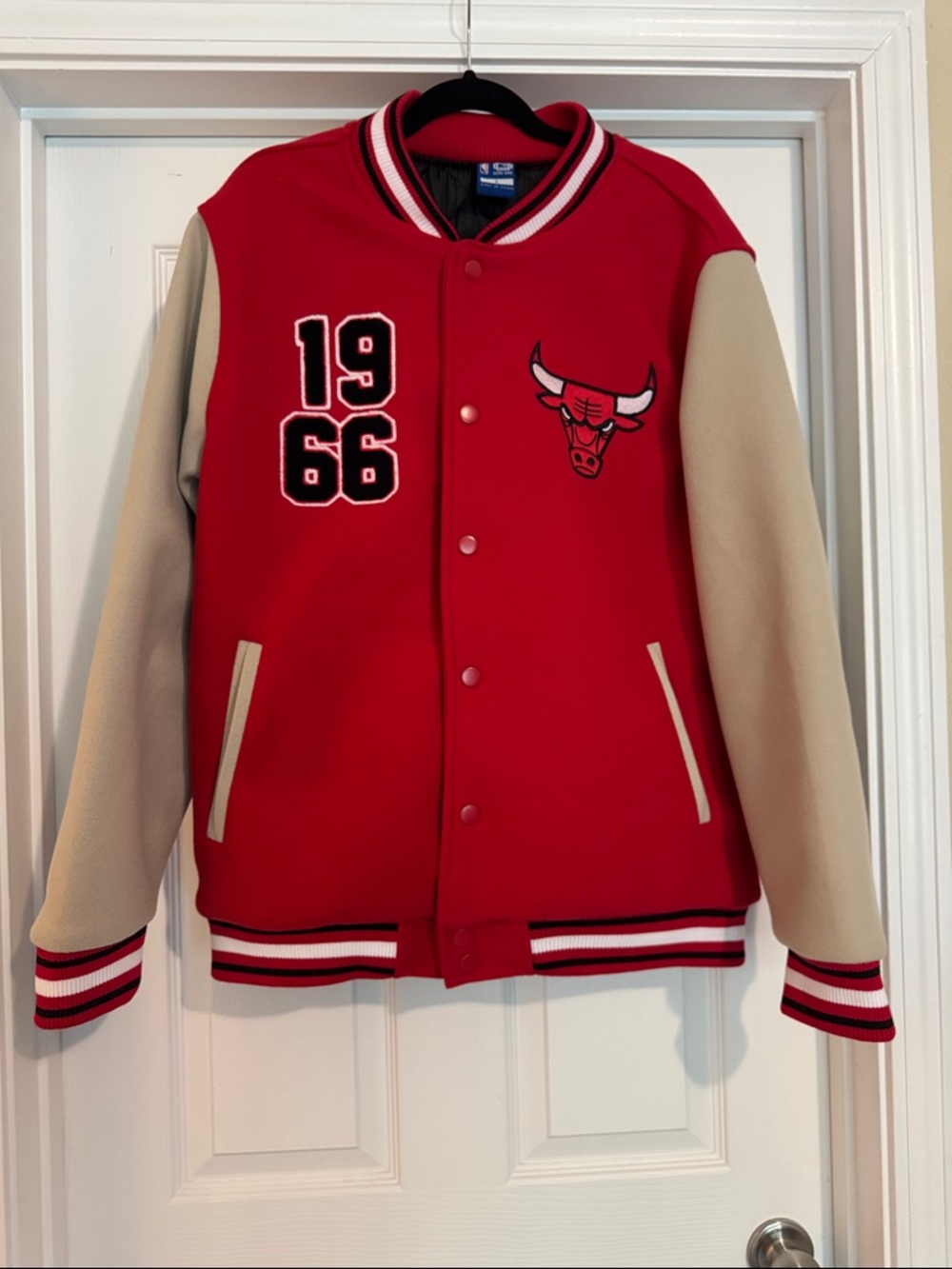 Chicago Bulls Red and Cream Varsity Jacket